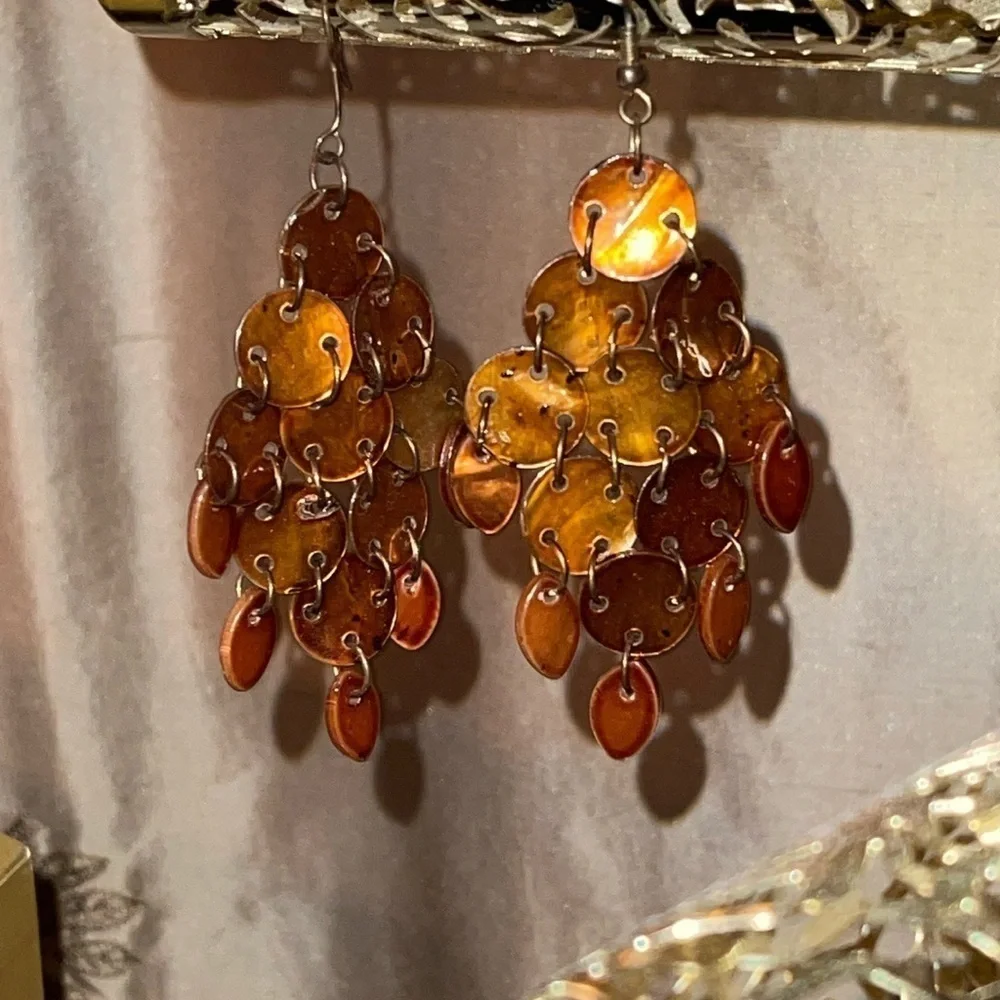 Brown / Bronze Chandelier Autumnal Earrings